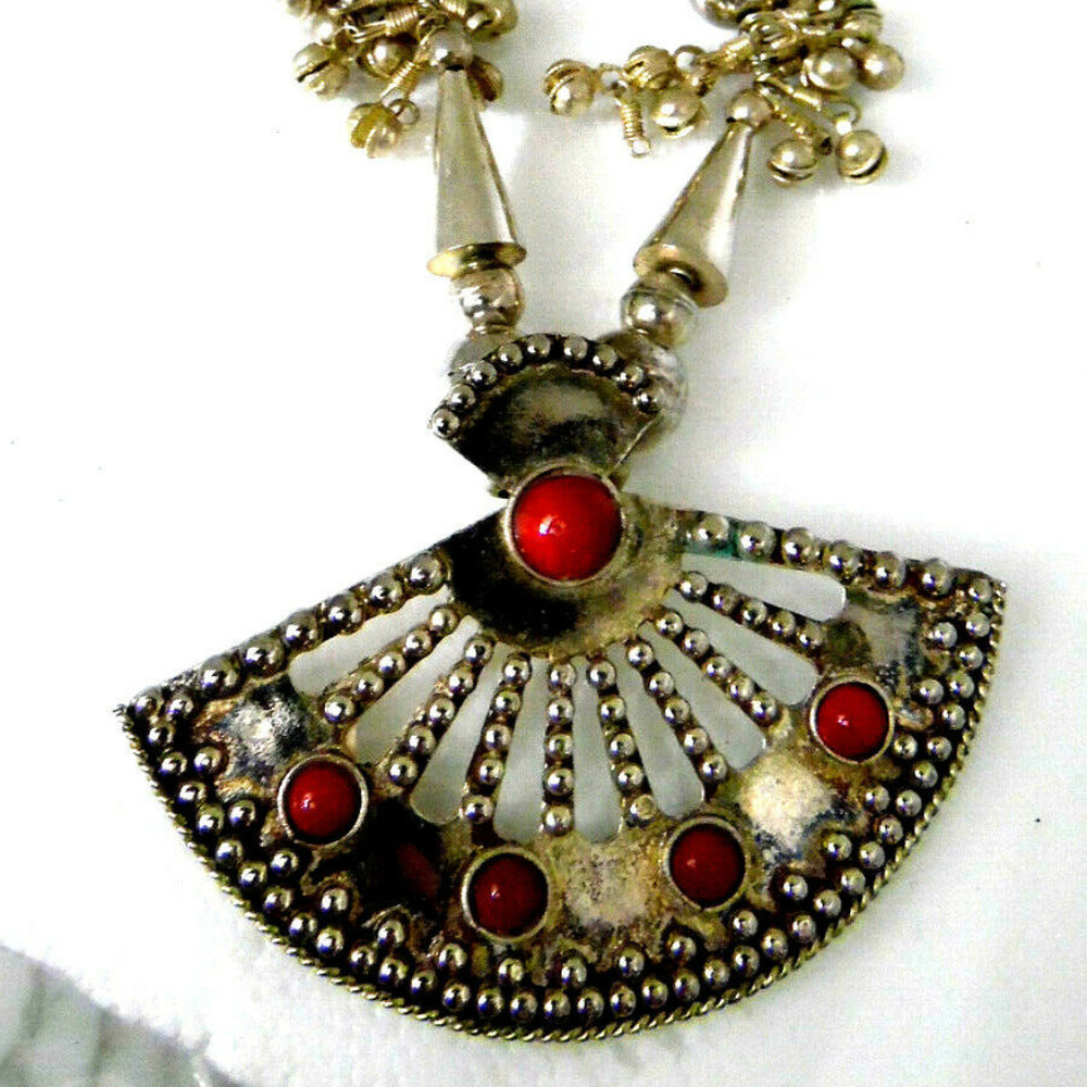 Vintage 80's Necklace Large Alloy Chunky with bell